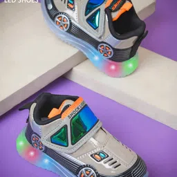 KATS Kids Printed Color Block Velcro Closure LED Shoes-picture-52