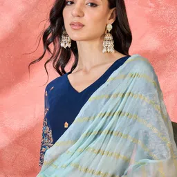 Sangria Leheriya Embellished Saree With Blouse image 2