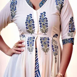 SZN Women Ethnic Motifs Printed Panelled Kurta with Palazzos & With Dupatta image 5