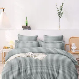 BREVARD Grey 210 TC Queen Bedsheet with 2 Pillow Covers-image-3