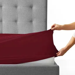 Story@home Cotton Double Size Maroon Waterproof & Dustproof Mattress Protector-picture-16