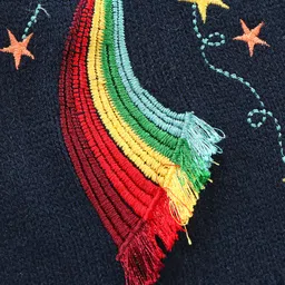 Yellow Apple Full Sleeves Pullover Sweater Rocket Design - Blue image 5