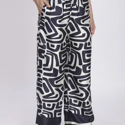 R&B Women Abstract Printed Relaxed Fit Mid-Rise Parallel Trouser image 4