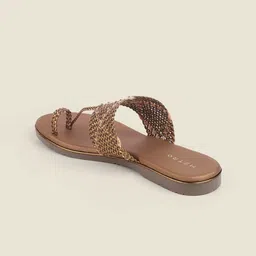 Metro Women Slip-On Open Toe T-Strap Leather Flats image 5