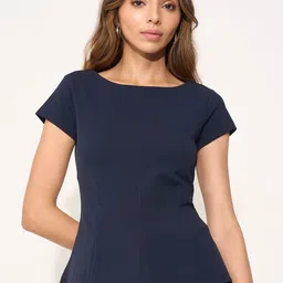 Annabelle by Pantaloons Women Boat Neck Short Sleeve Peplum Top-picture-28