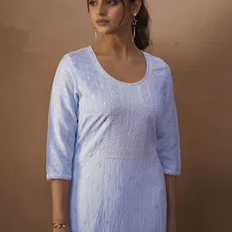 Anouk Floral Embroidered Round Neck Thread Work Straight Kurta-image-55