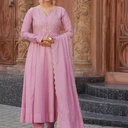 CaniBani Women Ethnic Motifs Embroidered Panelled Thread Work Kurta with Trousers & With Dupatta image 4