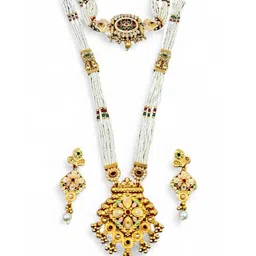 ANTIQUE JEWELLERY Gold-Plated Kundan-Studded & Beaded Jewellery Set-picture-17