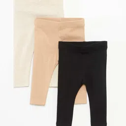 KIABI Infant Pack Of 3 Cotton Stretchable Ankle-Length Leggings-picture-12