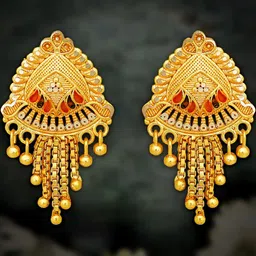 Luv Fashion Gold-Plated Triangular Drop Earrings-picture-31