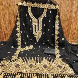 Blissta Embellished Unstitched Dress Material image 2