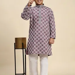 Pro-Ethic STYLE DEVELOPER Boys Ethnic Motifs Printed Regular Pure Cotton Kurta with Pyjamas-picture-43
