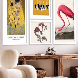 Kotart White & Yellow 4 Pieces Birds And Animals Wooden Wall Arts-picture-31