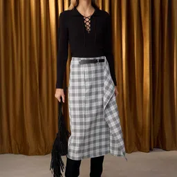 Trendyol Women Checked A-Line Midi Skirt-picture-40
