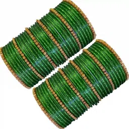 Raj world Green Glass Artificial Stones Bangle image 2
