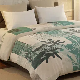 Boutique Living India Beige & Green Floral Mink AC Room Double Bed Blanket-picture-34