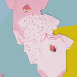 Babies R Us Infant Girls Pack Of 3 Printed Cotton Bodysuit-picture-19