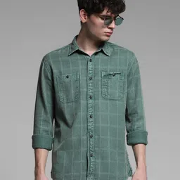 Jack & Jones Men Spread Collar Checked Cotton Casual Shirt-picture-37