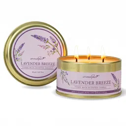 aromahpure Lavender 3 Wick Scented Candle in Container with Lid image 3