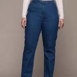 The Roadster Lifestyle Co. Women Plus Size Straight Fit High-Rise Stretchable Jeans-picture-24