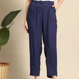 Mast & Harbour Women High-Rise Pleated Cropped Trousers-picture-21