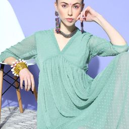 Janasya Green Woven Design Dobby Weave Kurta-picture-19