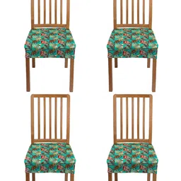 Lazi 4 Pieces Green Stretchable Dining Chair Seat Covers-picture-25