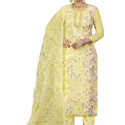 Maroosh Floral Printed Beads and Stones Organza Unstitched Dress Material-picture-38