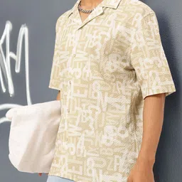 Kook N Keech Relaxed Glam Typo-Printed Textured Shirt-picture-23