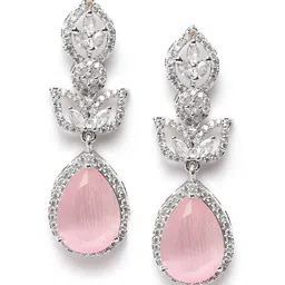StileAdda Silver-Plated Teardrop Shaped Drop Earrings-picture-56