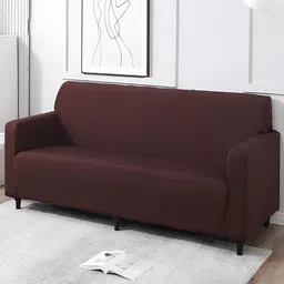 HOKIPO Brown Elastic Stretchable Sofa Cover With Arms-image-24