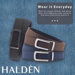 HALDEN Men Slider Buckle Closure Textured Casual Belt image 4