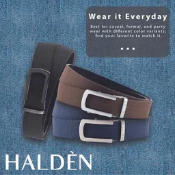 HALDEN Men Slider Buckle Closure Textured Casual Belt image 2