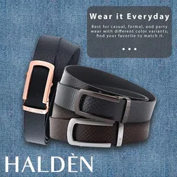HALDEN Men Slider Buckle Closure Textured Casual Belt image 5