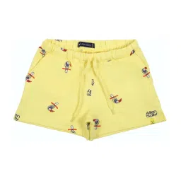 allen solly junior Allen Solly Kids Yellow Cotton Printed Shorts image 1
