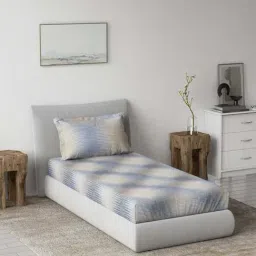 DDecor Blue Cotton 145 TC Single Bedsheet with 1 Pillow Cover-picture-32