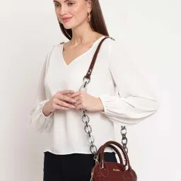 KLEIO Brown Textured Small Handbag image 2