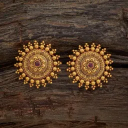 Kushal's Fashion Jewellery Pink Golden Earrings for Women-picture-36