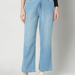 Kraus Jeans Women Straight Fit High-Rise Clean Look Light Fade Non Stretchable Jeans-picture-32