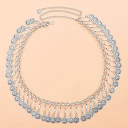 Peora Silver Plated Studded Waist Chain Saree Accessories image 1