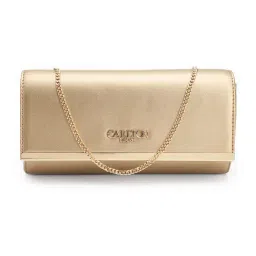 Carlton London Gold Medium Faux Leather Clutch-image-97