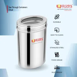 Rudra Silver Stainless Steel Container with See Through Lid image 2