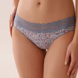 La Vie En Rose Blue Regular Fit Floral Print Panties-picture-31