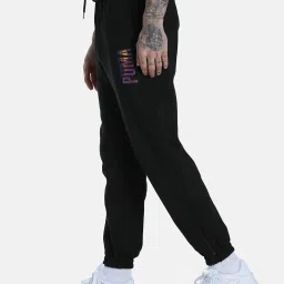 Puma Black Cotton Relaxed Fit Track Pants image 3