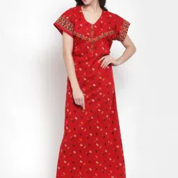 Secret Wish Red Floral Print Maternity Nighty-picture-14