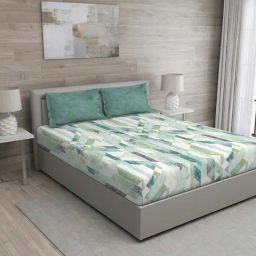 GM Green 100% Cotton 150 TC Queen Bedsheet Set-picture-0