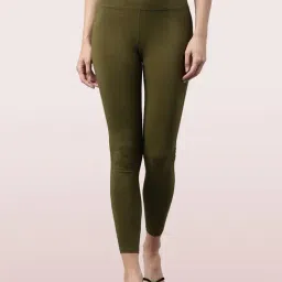 Enamor Olive Slim Fit Tights-image-9