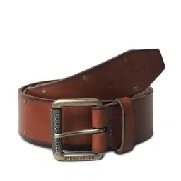 Jack & Jones Brown Stone Leather Casual Belt for Men-picture-10