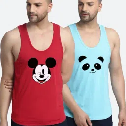 Friskers Multi Cotton Slim Fit Printed Vest - Pack of 2-picture-29