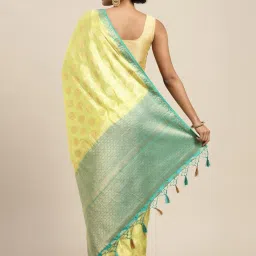 Mimosa Yellow Silk Woven Saree With Unstitched Blouse image 2